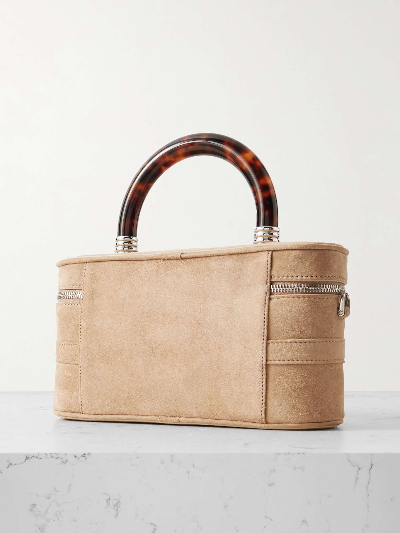 Belle Vivier Vanity mini buckled suede clutch Beige - 3