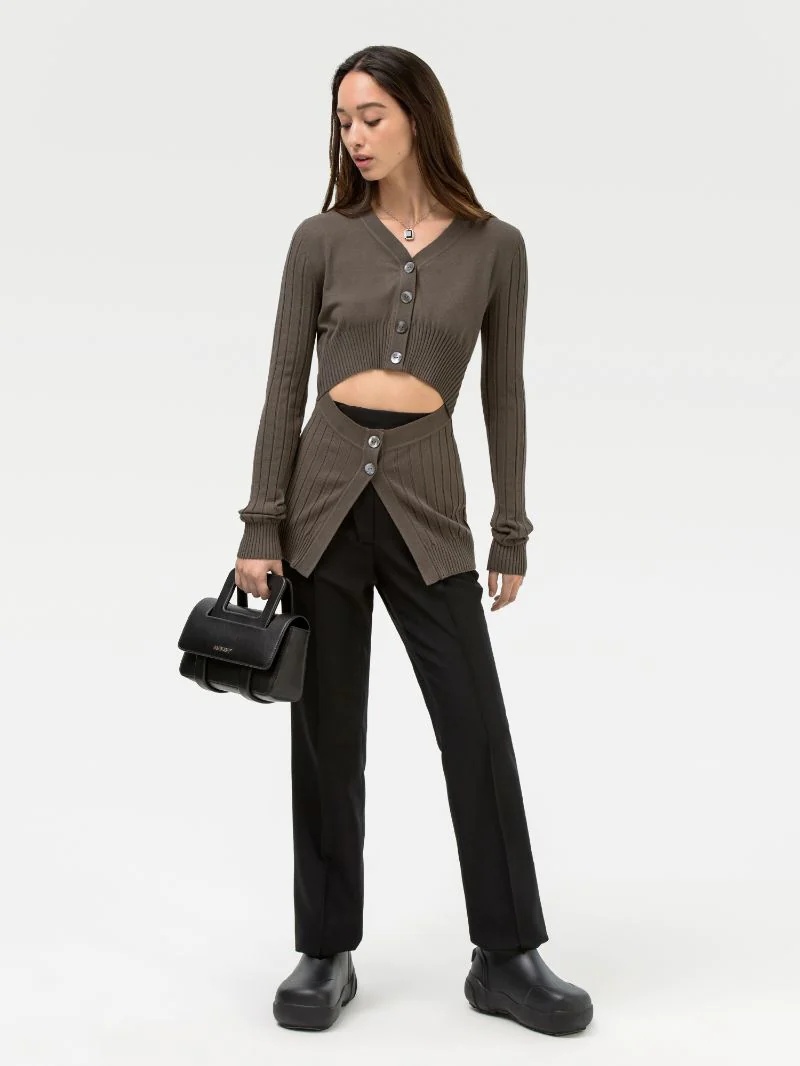 CUT OUT KNIT CARDIGAN - 2