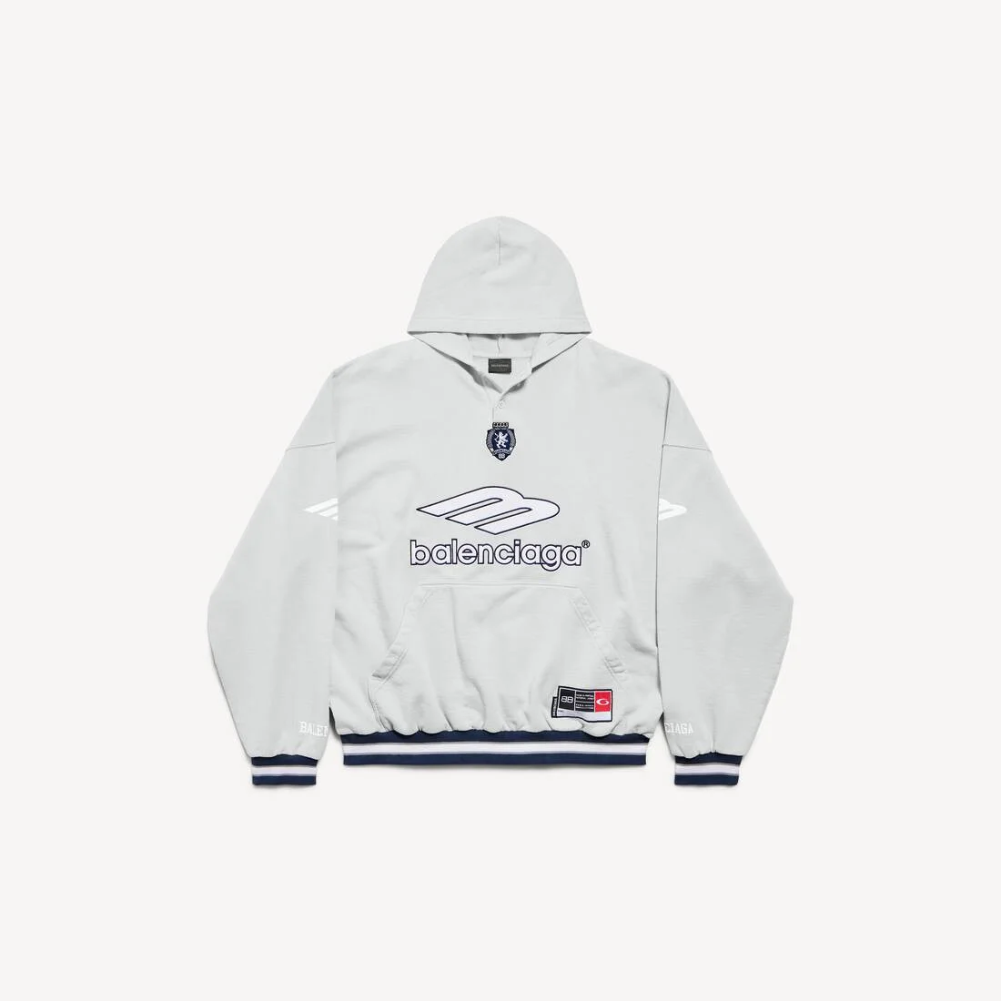 Men's 3b Football Polo Hoodie in Grey/white - 1