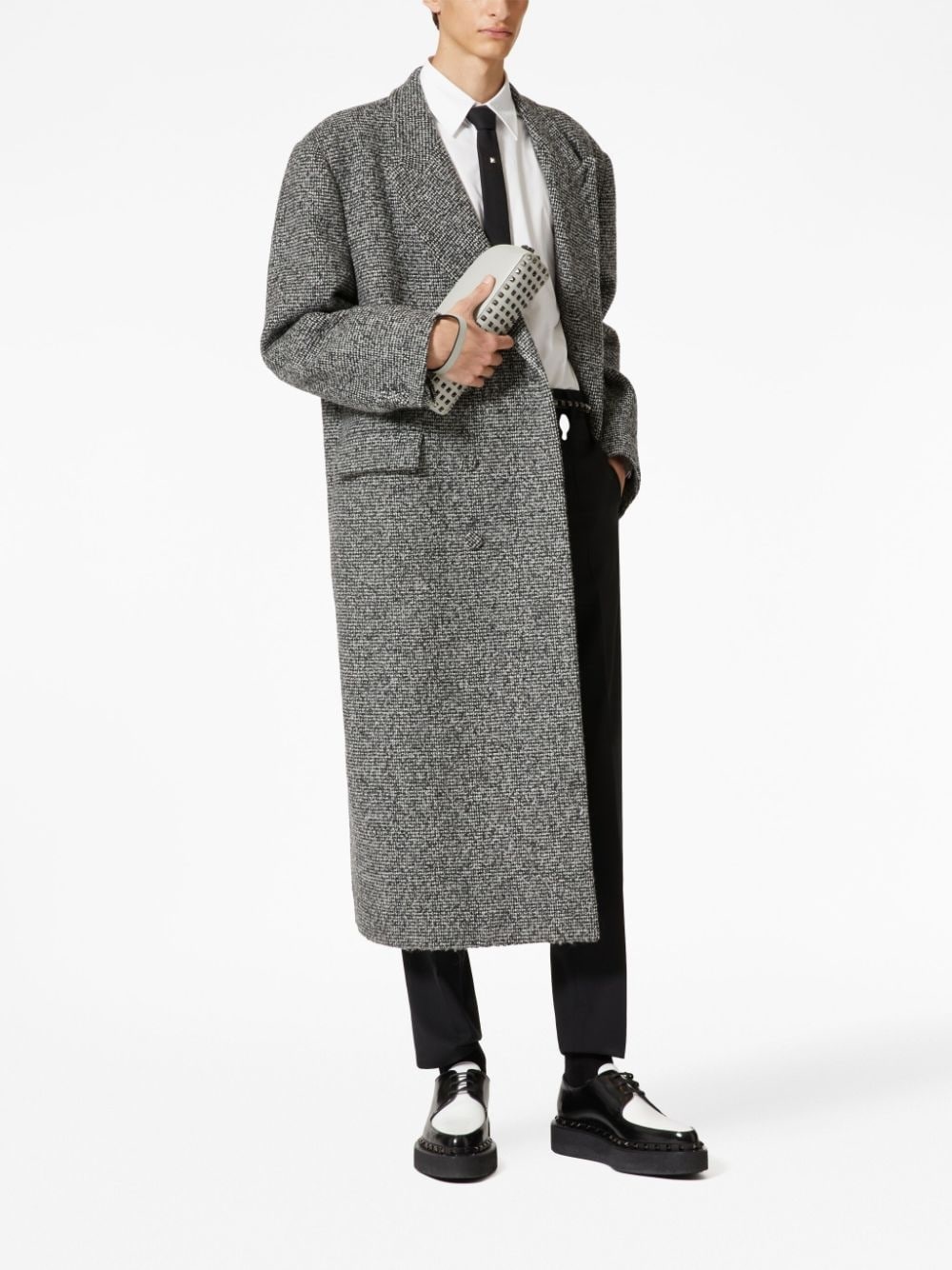 double-breasted wool-cashmere blend tweed coat - 2