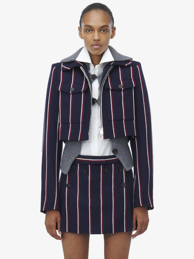 Alexander McQueen College Stripe Cropped Jacket outlook
