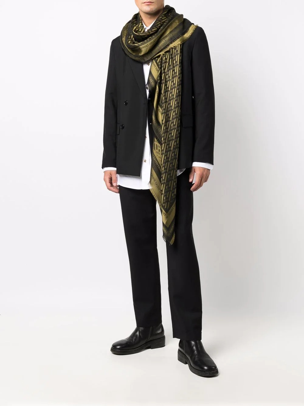 jacquard-woven silk-wool scarf - 2