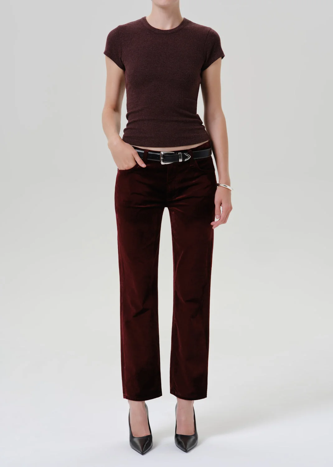 Nello Tee In Heather Mahogany - 1