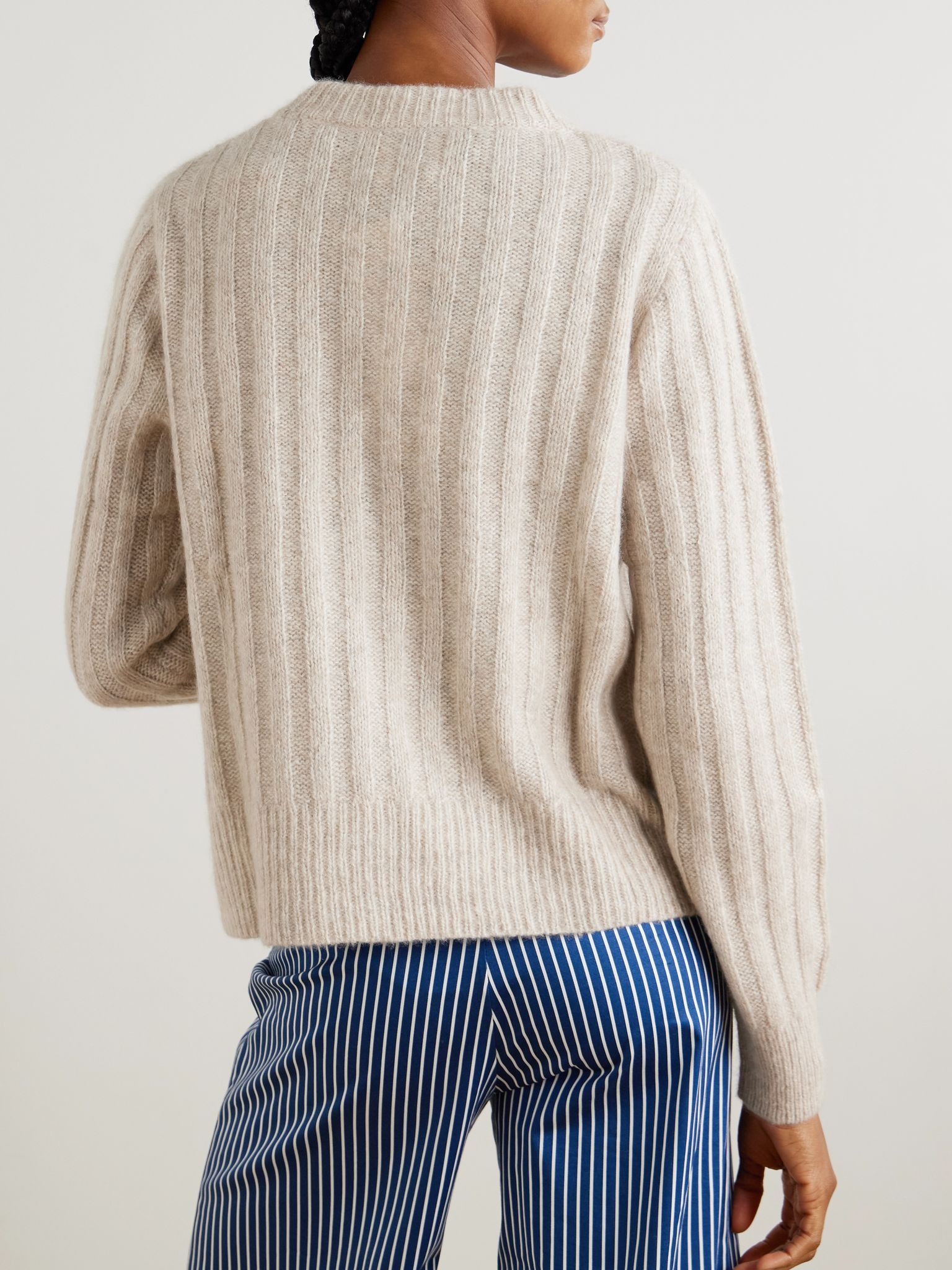 Ribbed cashmere and silk-blend sweater Beige - 3