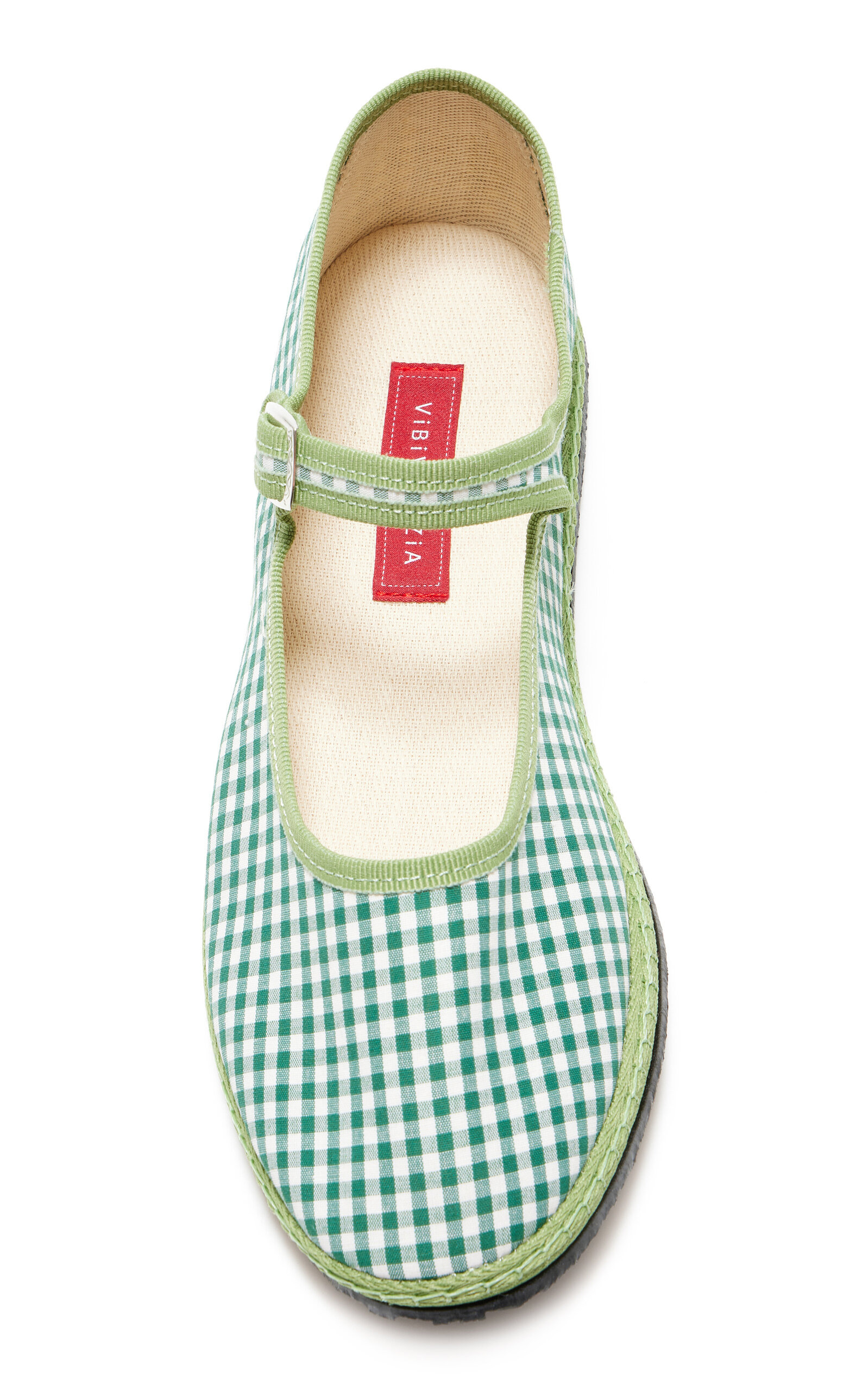 Exclusive Gingham Cotton Mary Jane Flats green - 5