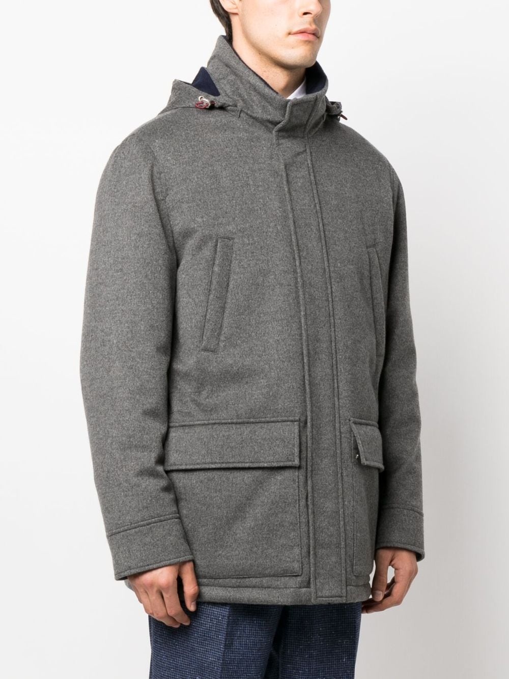 hooded padded-design cashmere coat - 3
