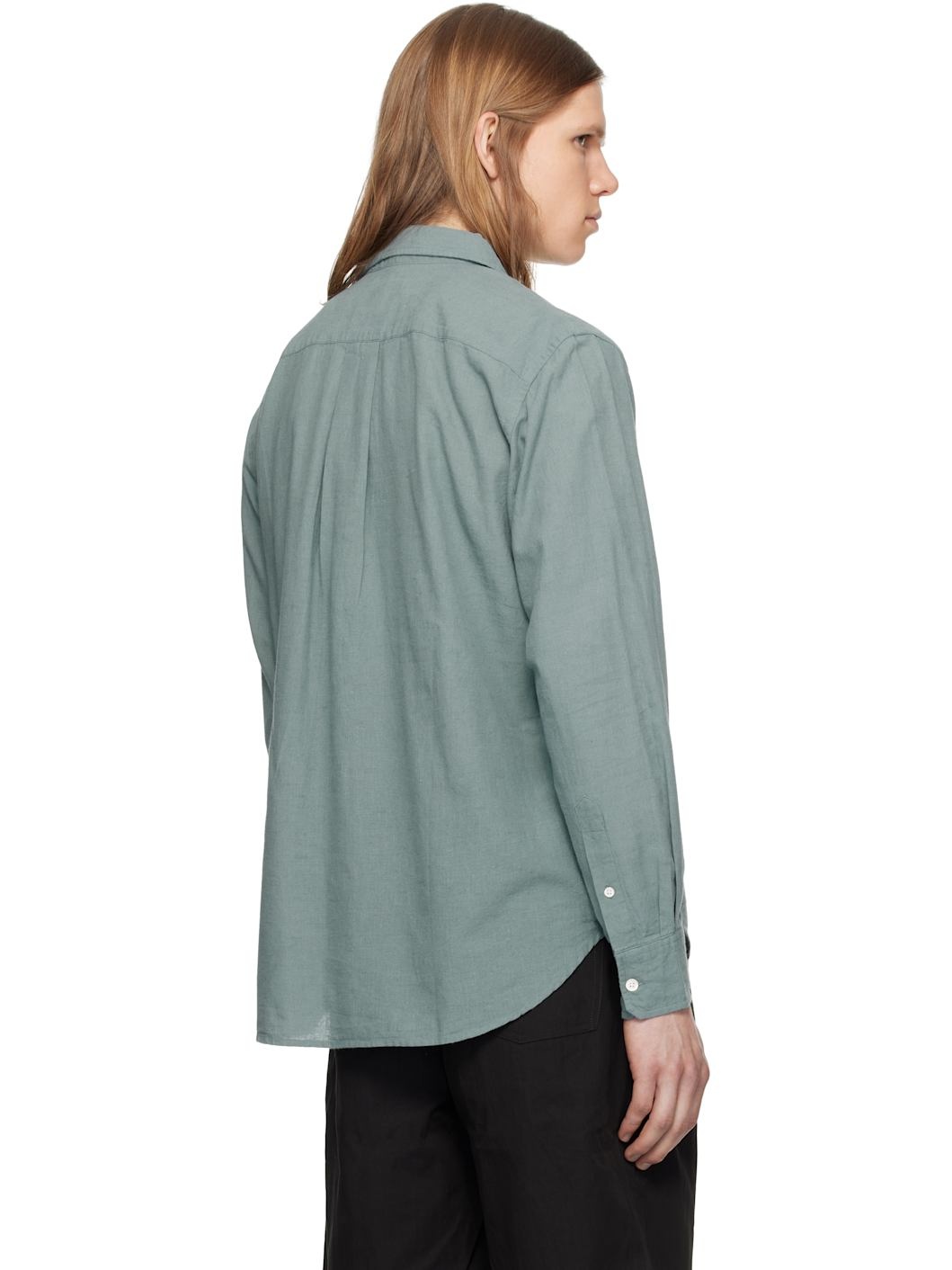 Blue Algot Relaxed Cotton Linen Shirt - 3
