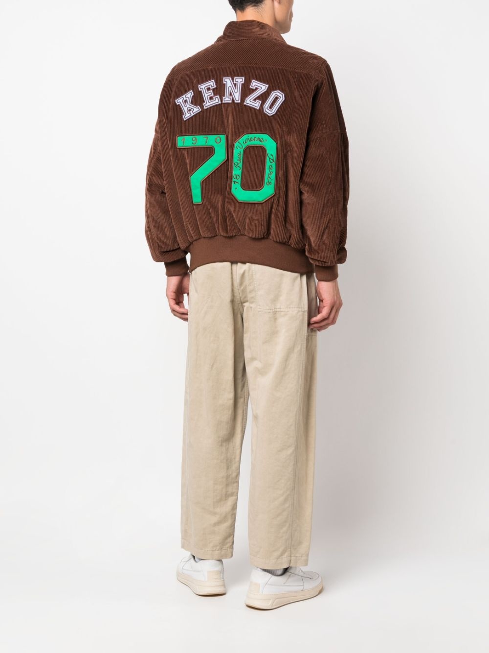 logo-patch corduroy jacket - 2