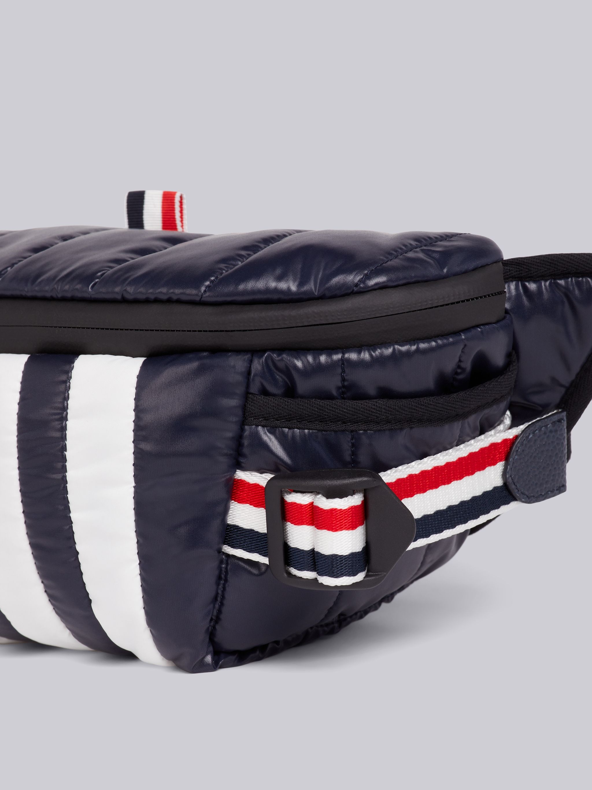 Navy Quilted Ripstop Tricolor Webbing Handles 4-Bar Bumbag - 2