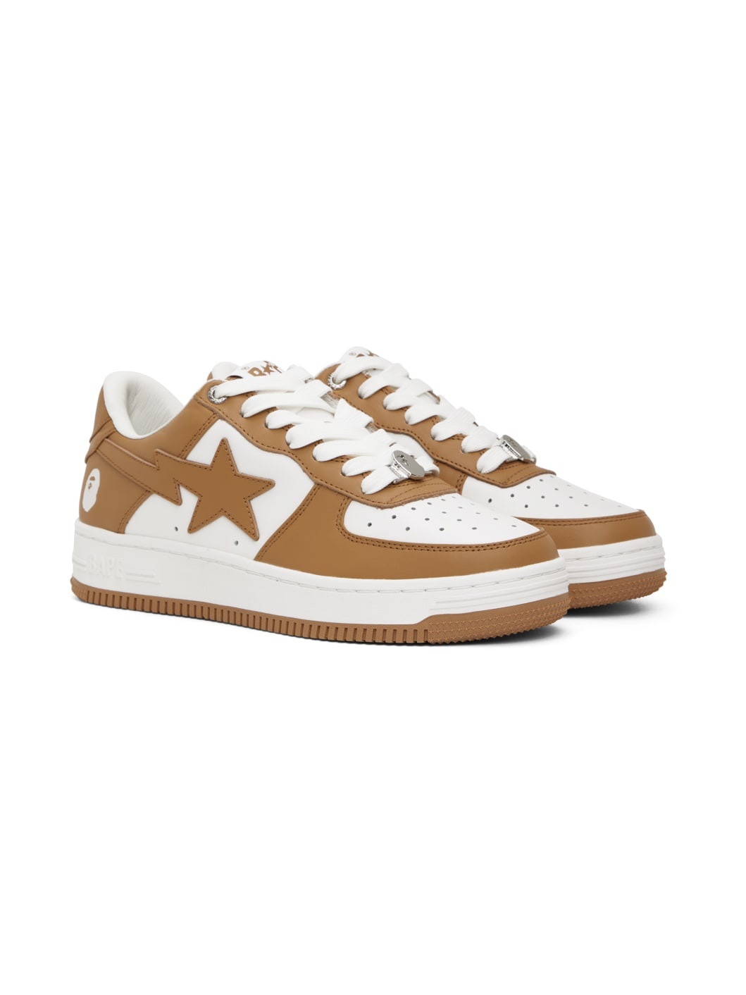 Brown & White Sta #4 Sneakers - 4
