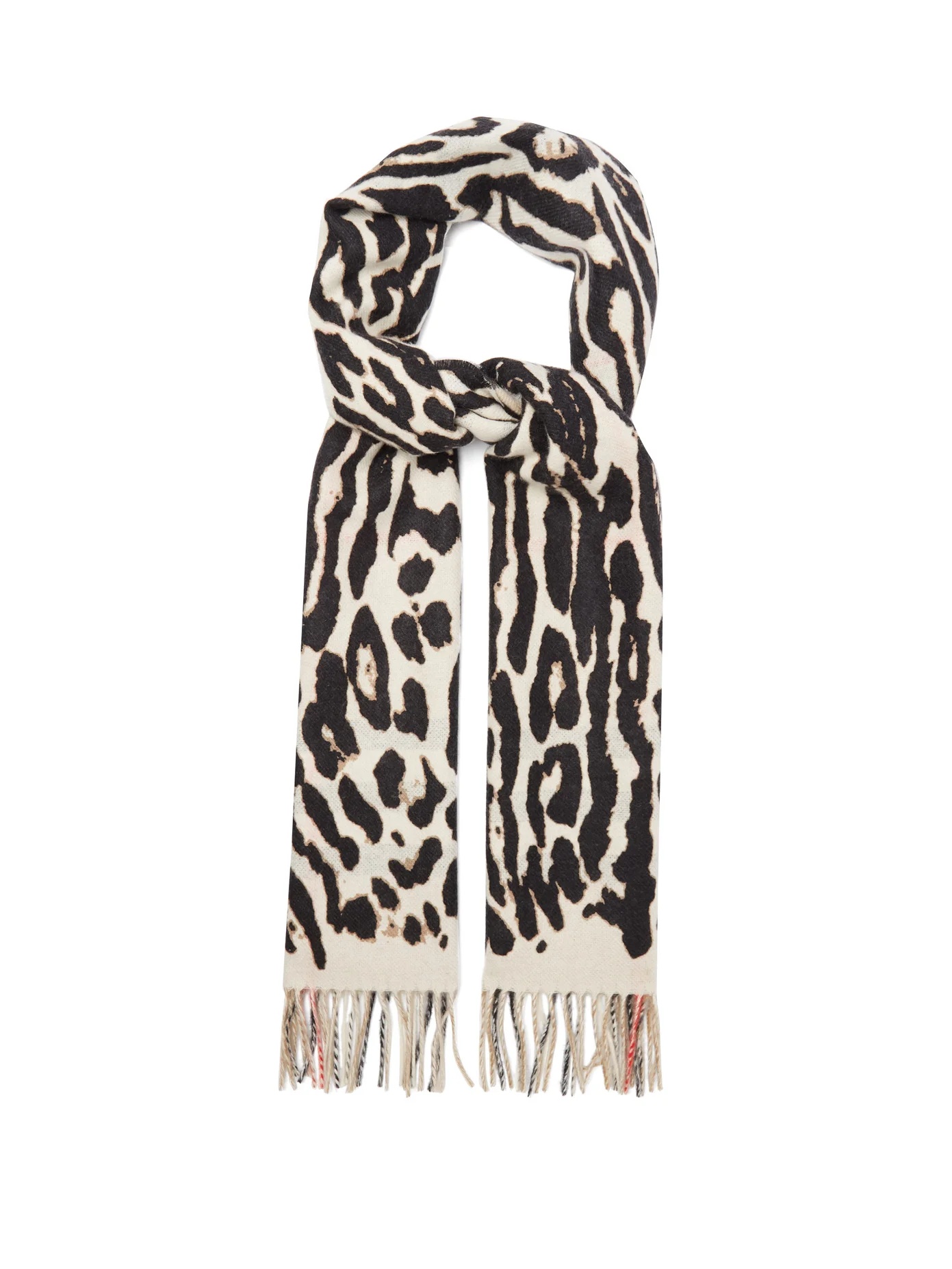 Leopard and Icon check cashmere scarf - 1