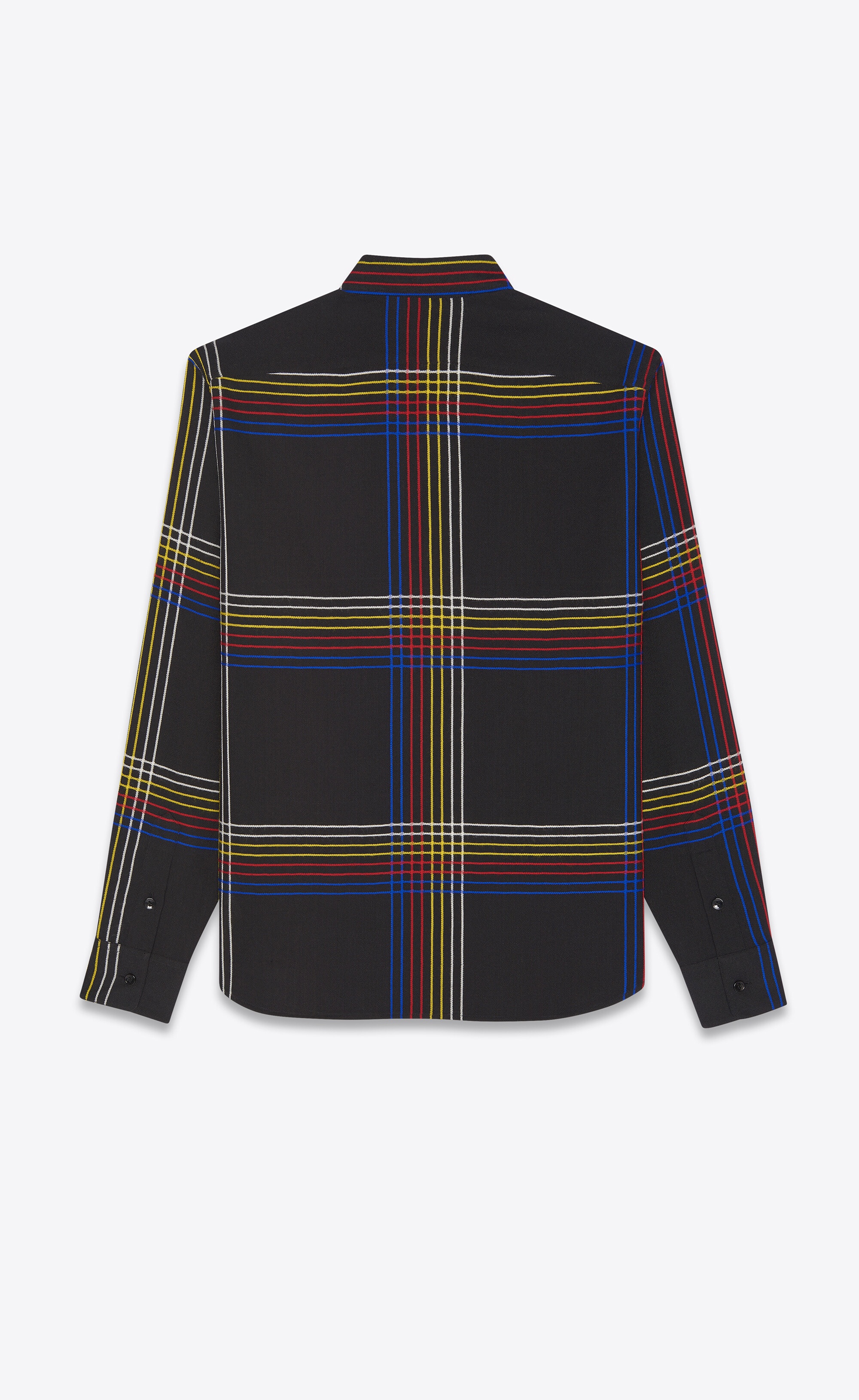 yves collar fitted shirt in checked wool - 2