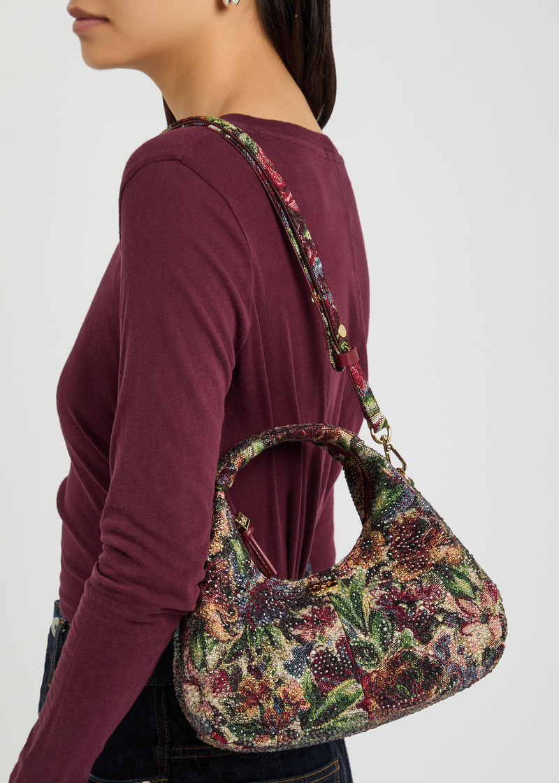 Ganni Embellished Tapestry-weave Hobo bag 6