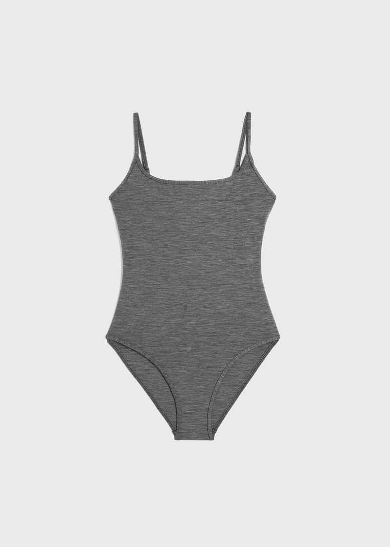 Square-neck swimsuit grey melange 1