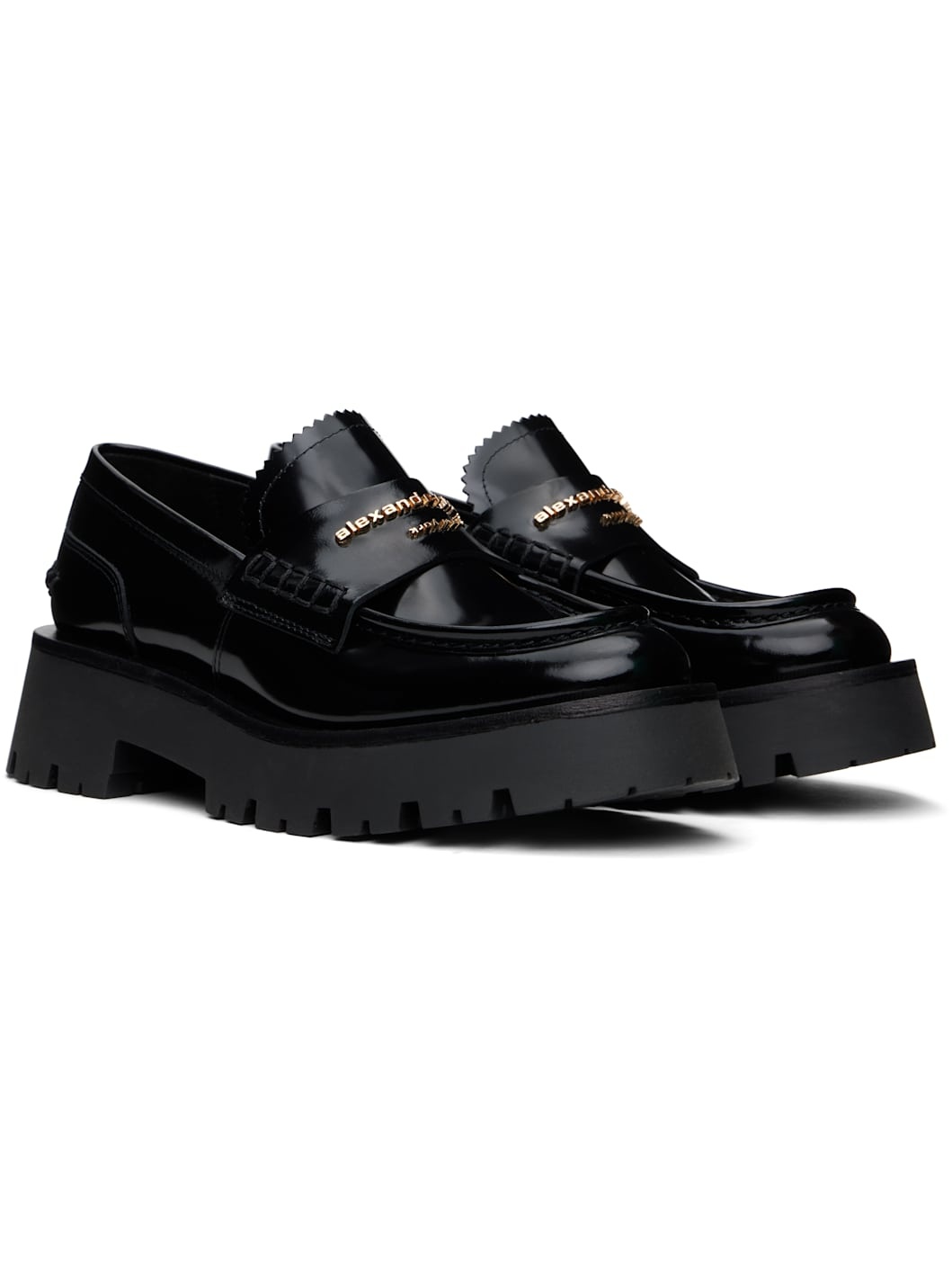 Black Carter Mid-Heel Lug Loafers - 4