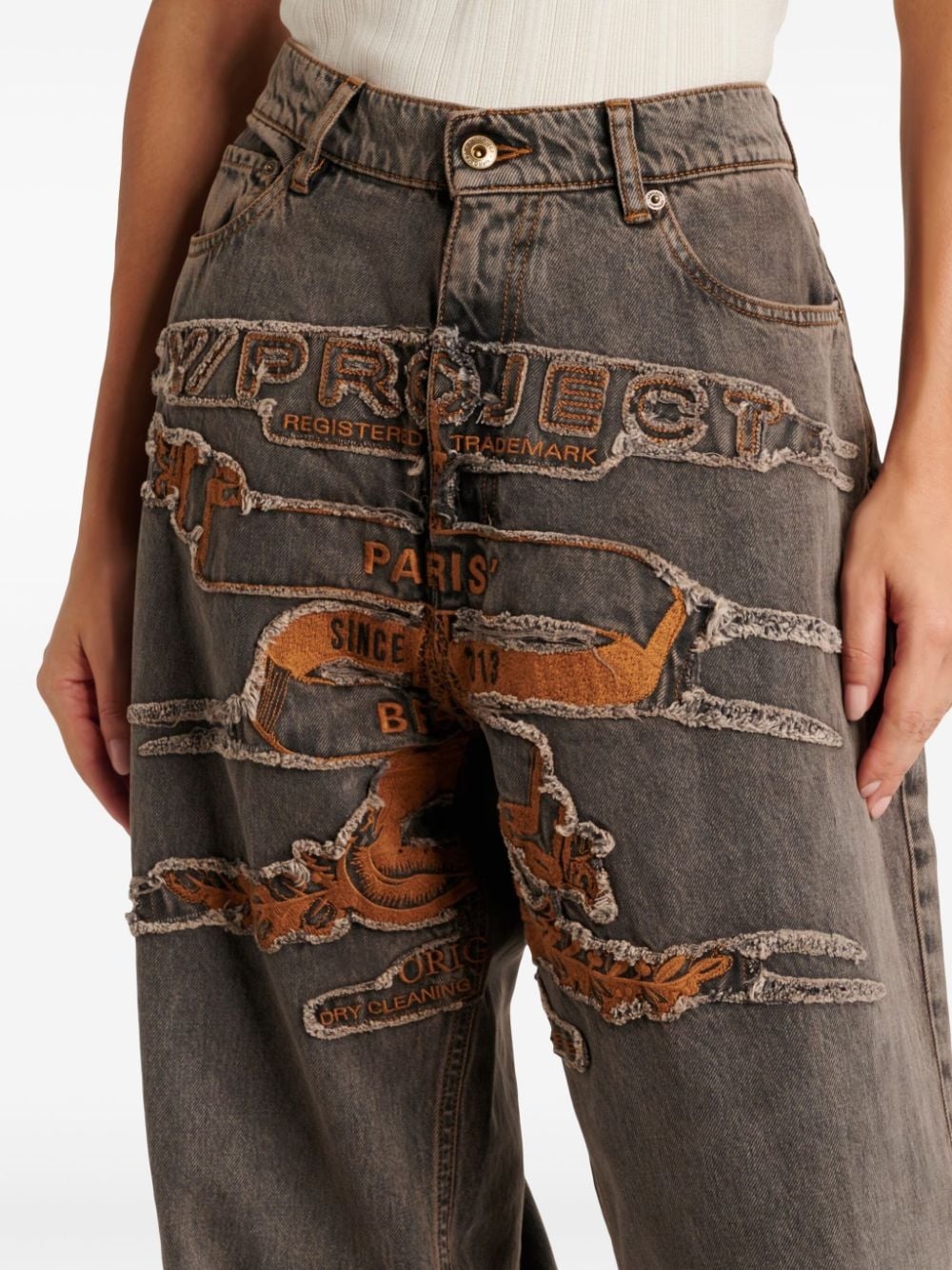 distressed straight-leg jeans - 3