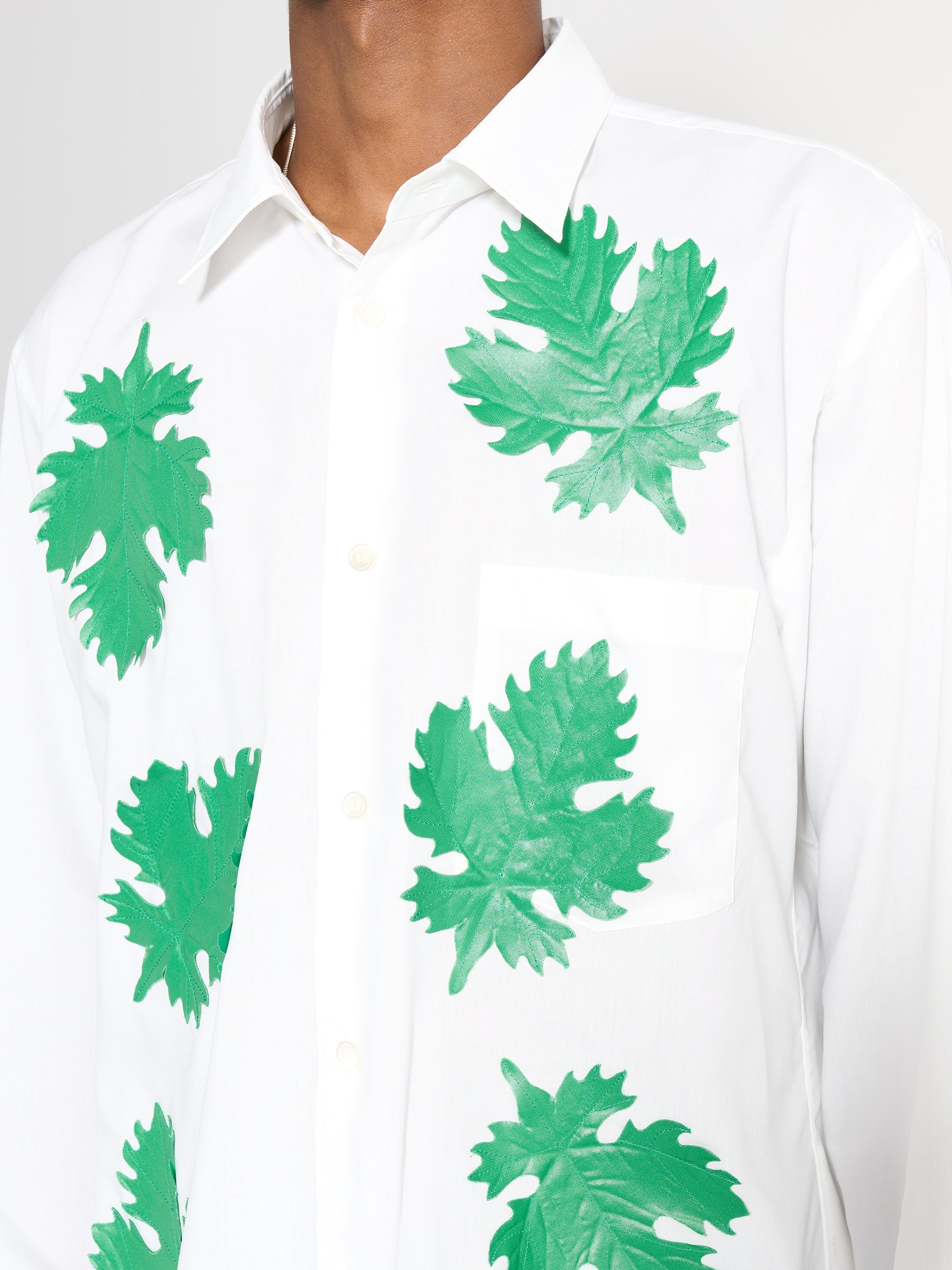 COMME DES GARÇONS HOMME PLUS BROAD LEAF MOTIF C SHIRT WHITE / GREEN - 5