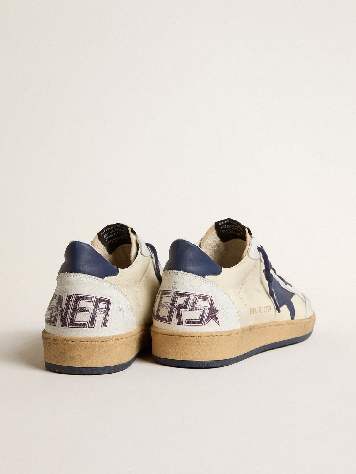 Ball Star LTD in cream nappa with blue leather star and heel tab - 4