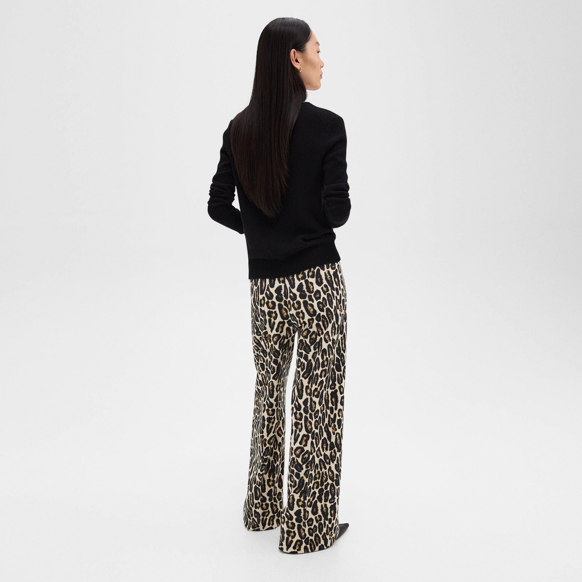 Relaxed Straight Pant  in Stretch Leopard Wool - 4