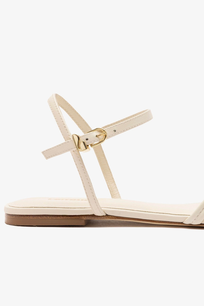 Annie Ankle Strap Sandal In Ivory Leather 4