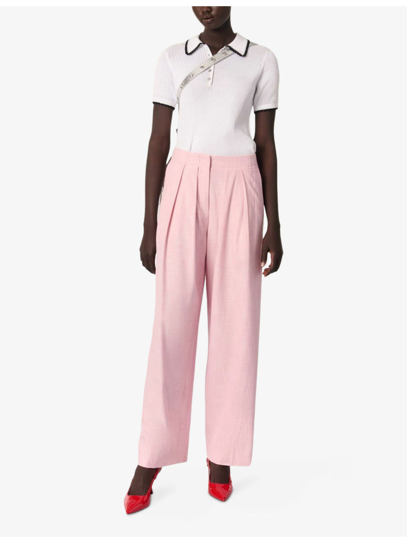 maje Wide-Leg Mid-Rise Stretch-Woven Trousers outlook