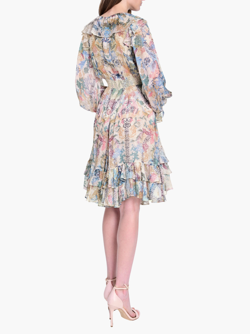 Marchesa REVERIE BELL SLEEVE RUFFLE MINI DRESS outlook