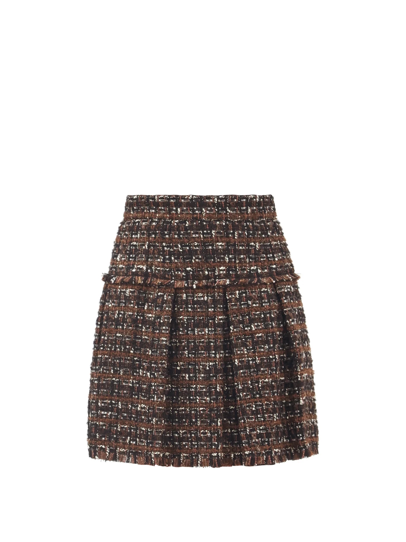 Tailored bouclé-tweed pleated mini skirt - 1