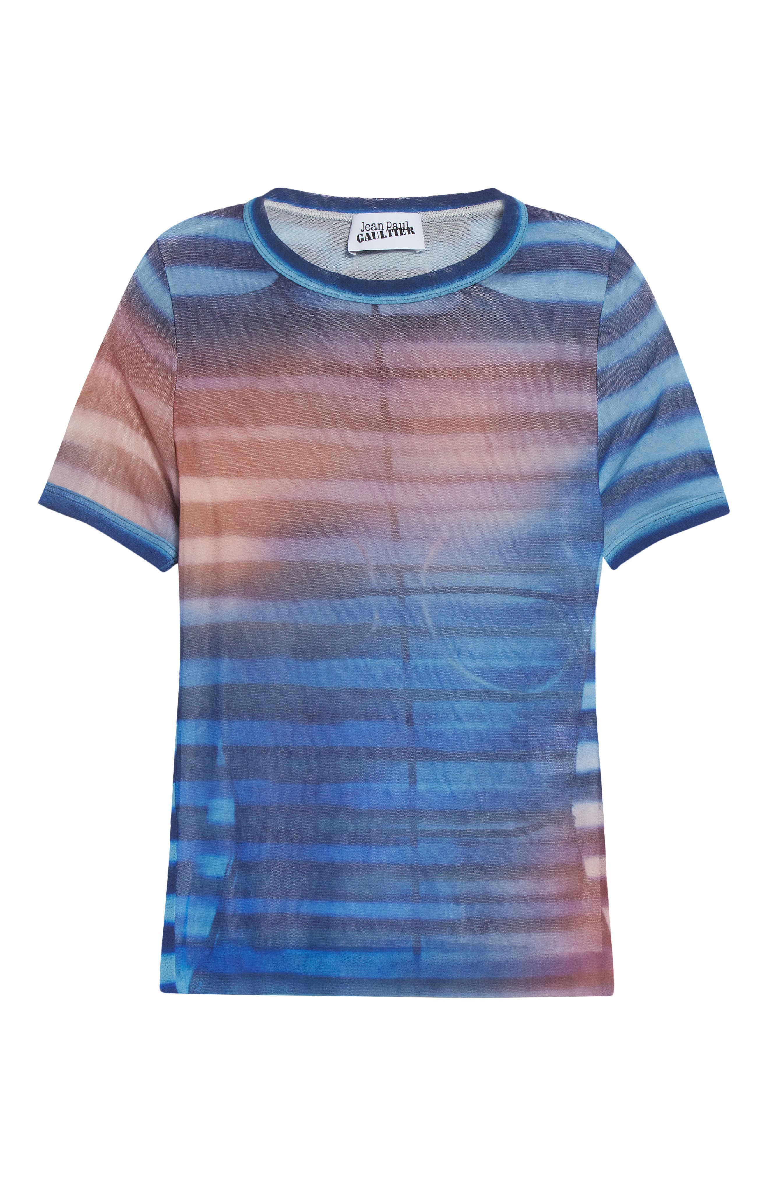 Jean Paul Gaultier Air Print Mesh Baby Tee in Light Blue/Blue/Peach at Nordstrom - 6
