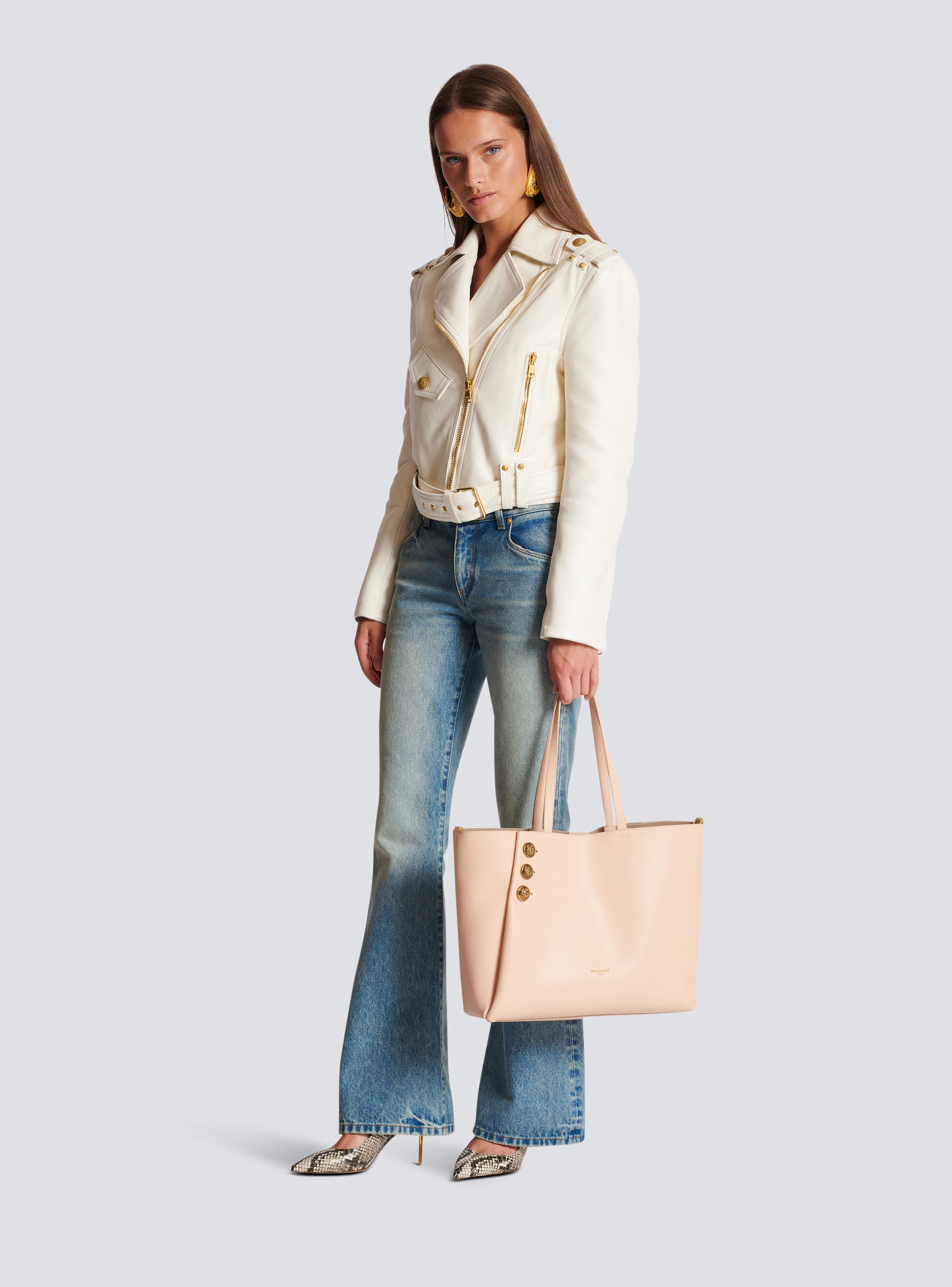 Emblème grained leather tote bag - 2