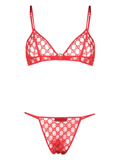 GUCCI red GG tulle lingerie set outlook