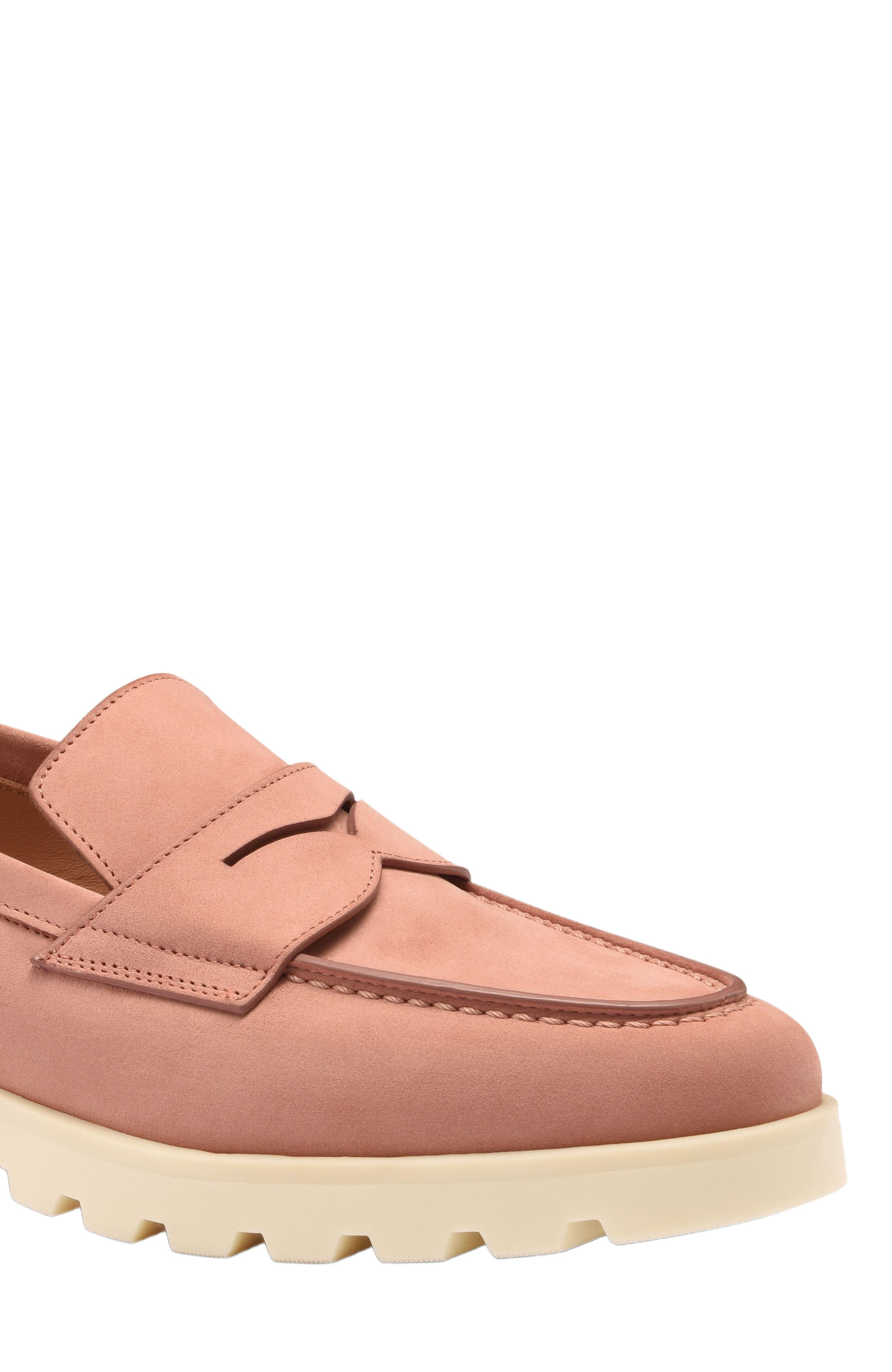 Santoni Women's Pink Nubuck Lugsole Loafer at Nordstrom - 4