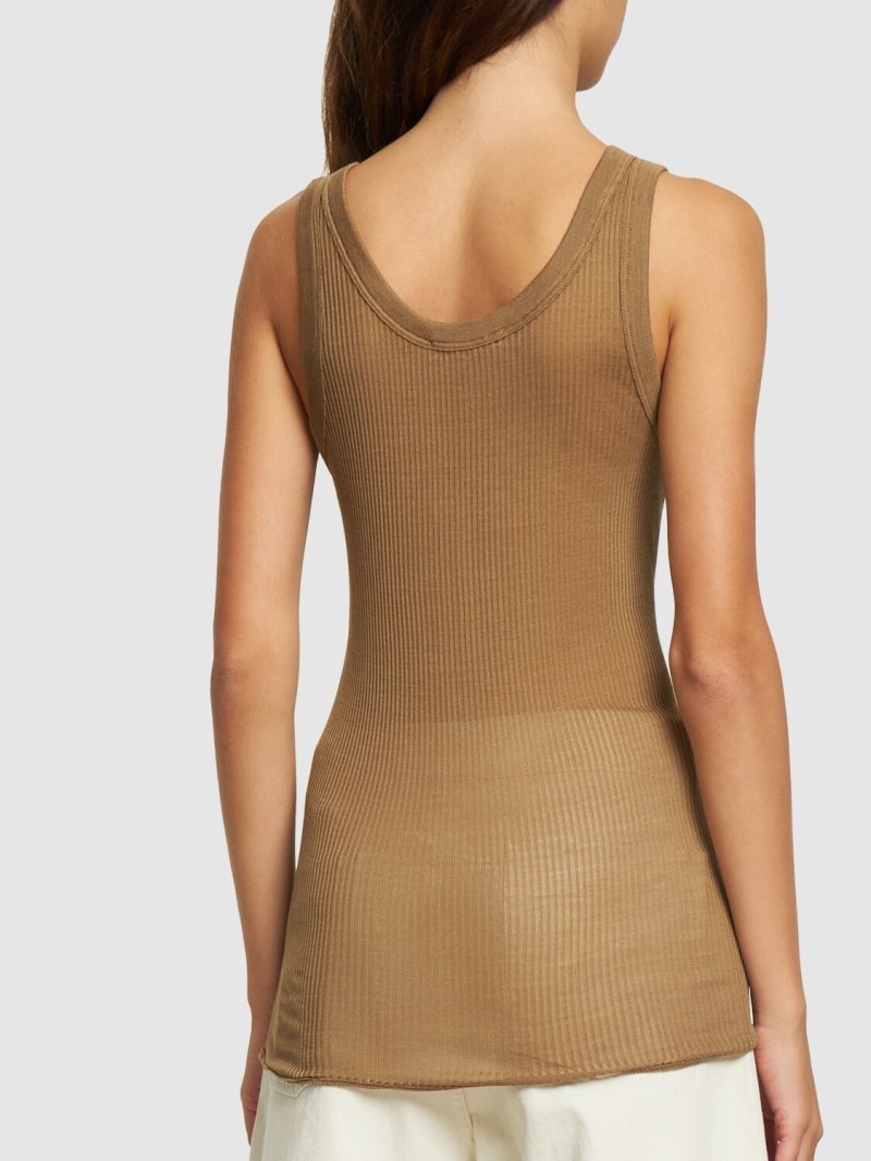 Seamless ribbed silk tank top - 4