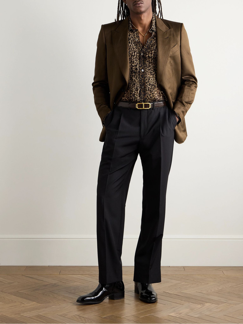 TOM FORD Dyllan Silk-Blend Twill Suit Jacket Brown outlook