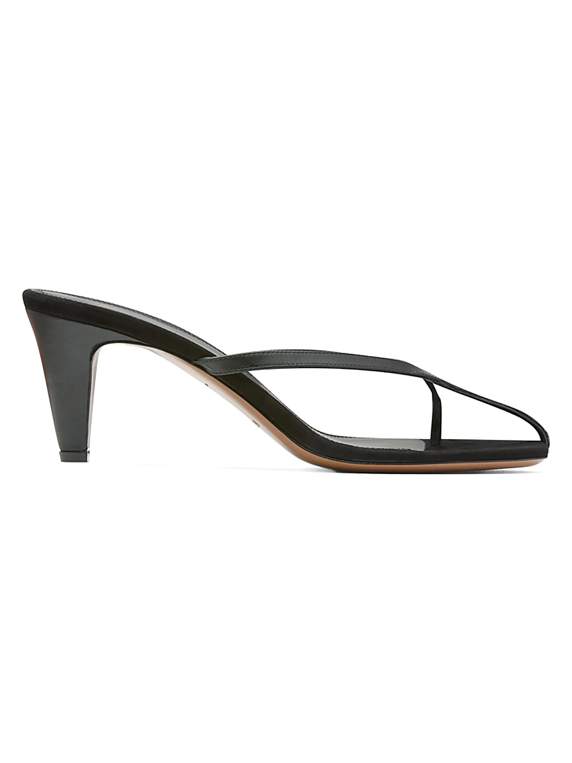 Women's Antares Leather Kitten Heel Sandals - Black - 1