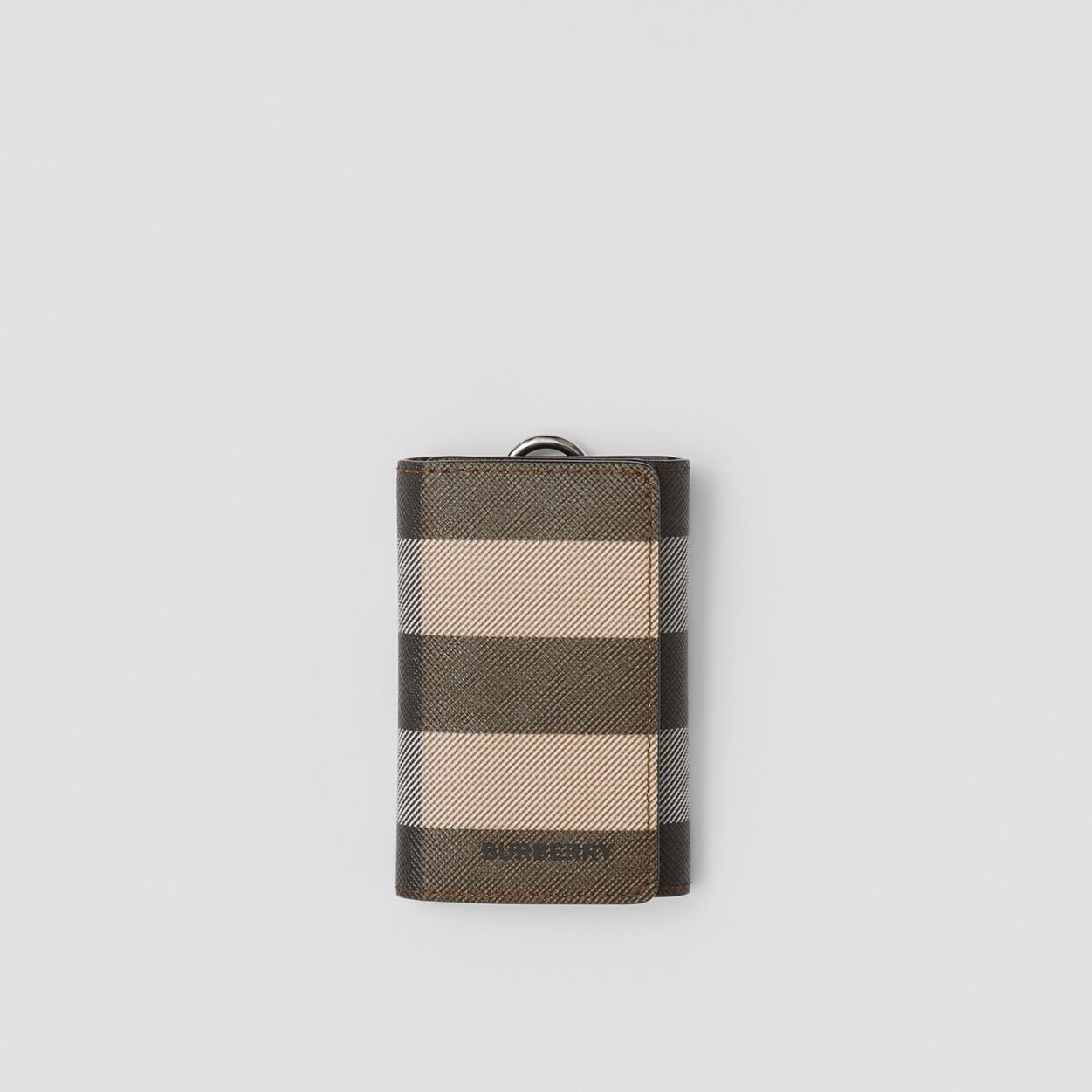 Check and Leather Key Case - 1