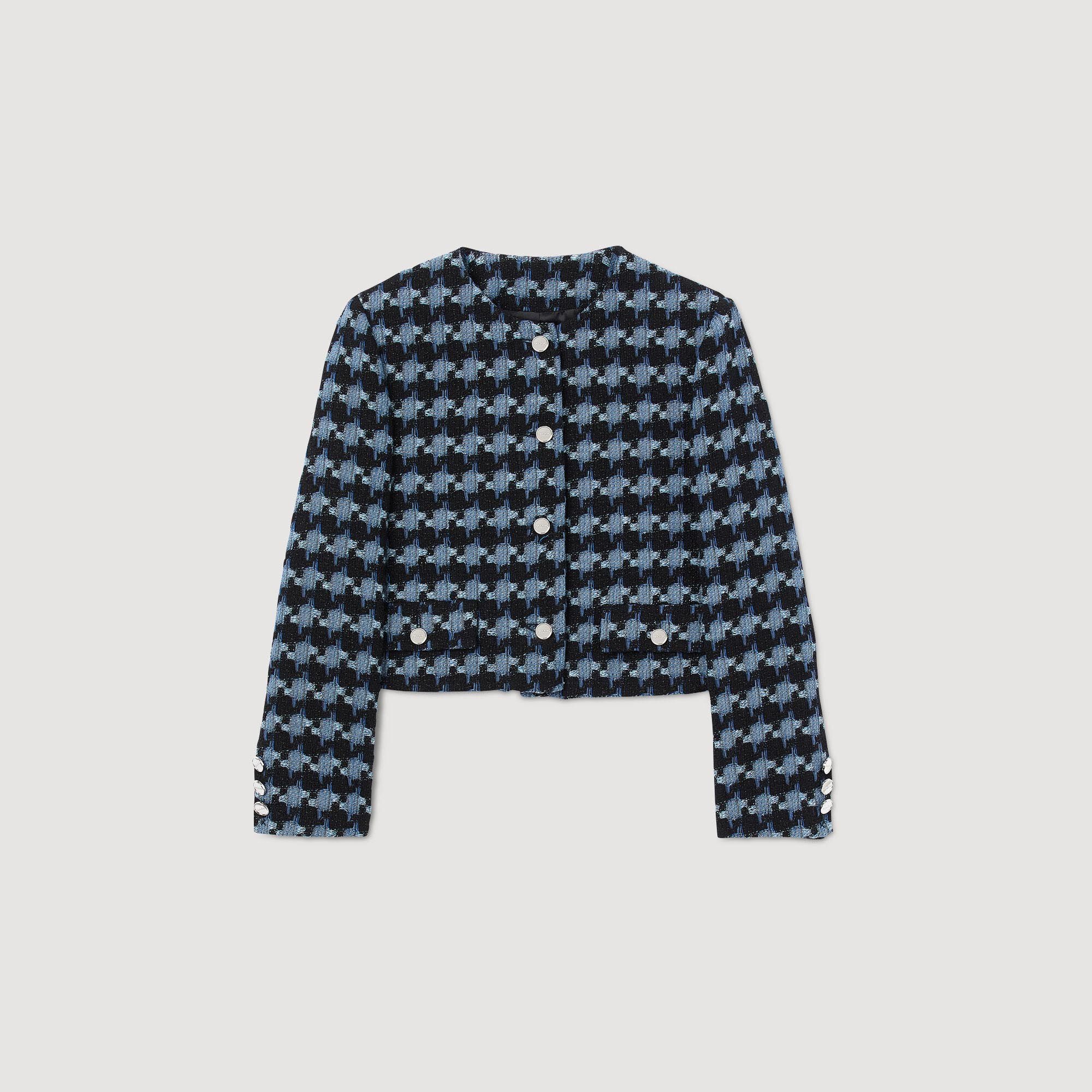 CROPPED HOUNDSTOOTH TWEED JACKET - 1