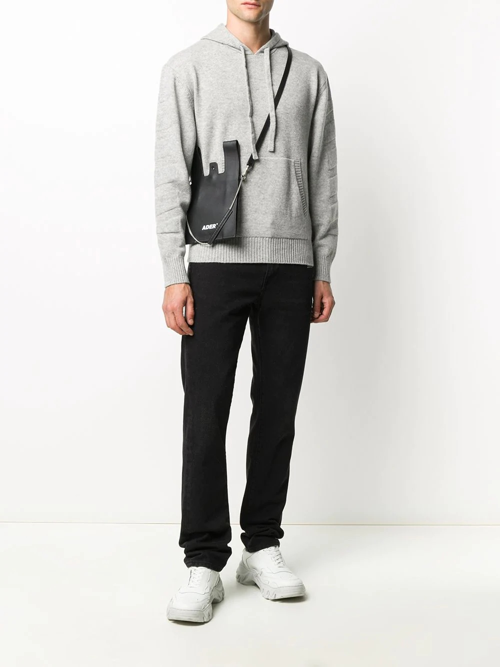 diagonal stripe cashmere hoodie - 2