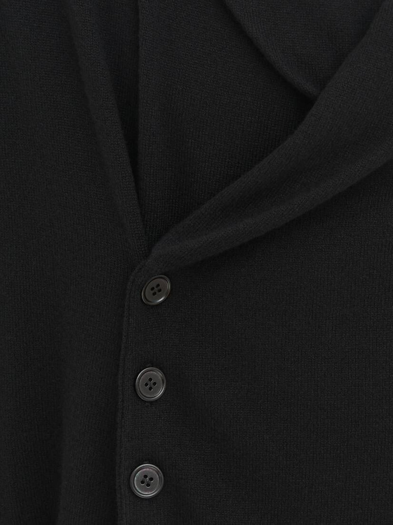 Cashmere Hooded Cardigan in Black/red 2