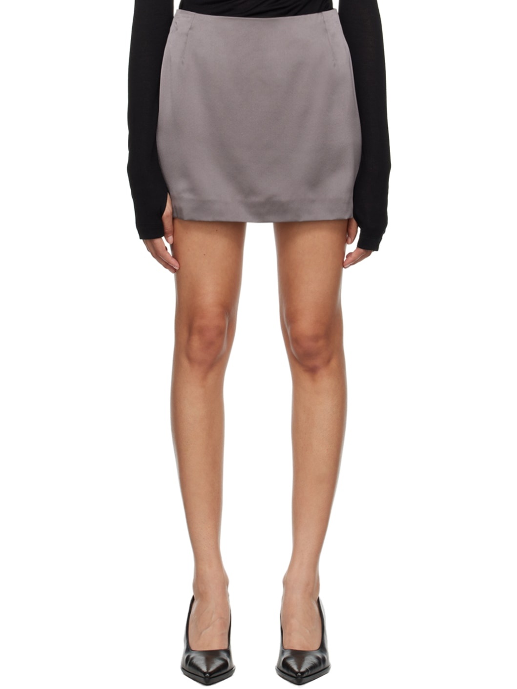 Gray Zip Miniskirt - 1