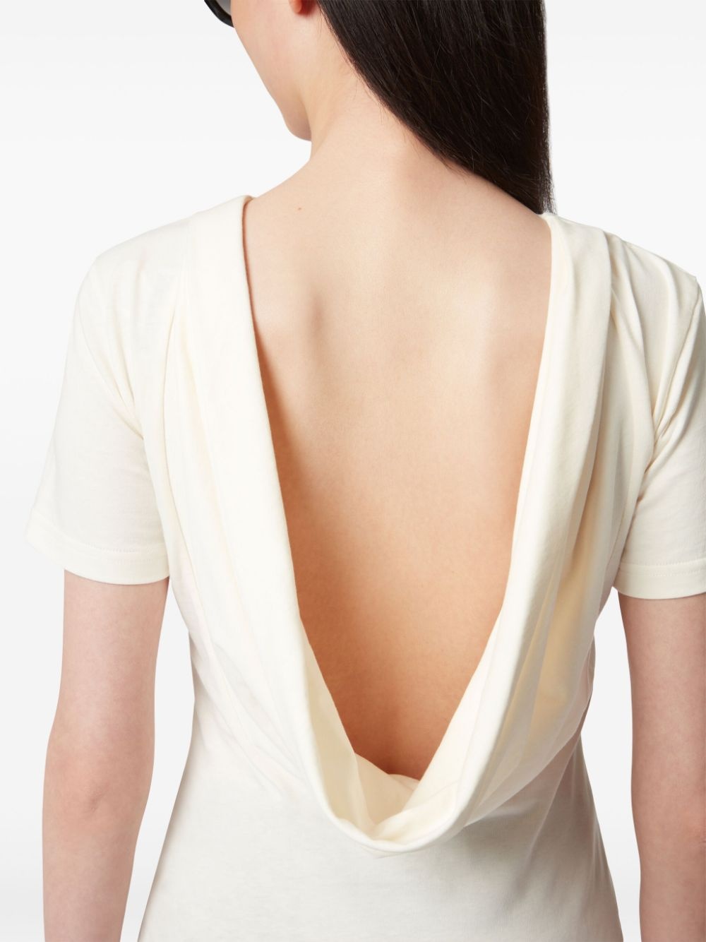 plunging draped back T-shirt - 5