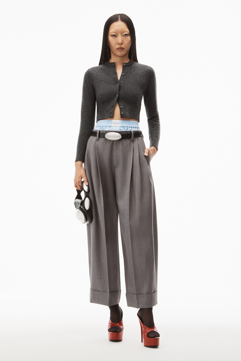 Alexander Wang crystal hotfix shrunken cardigan in wool outlook
