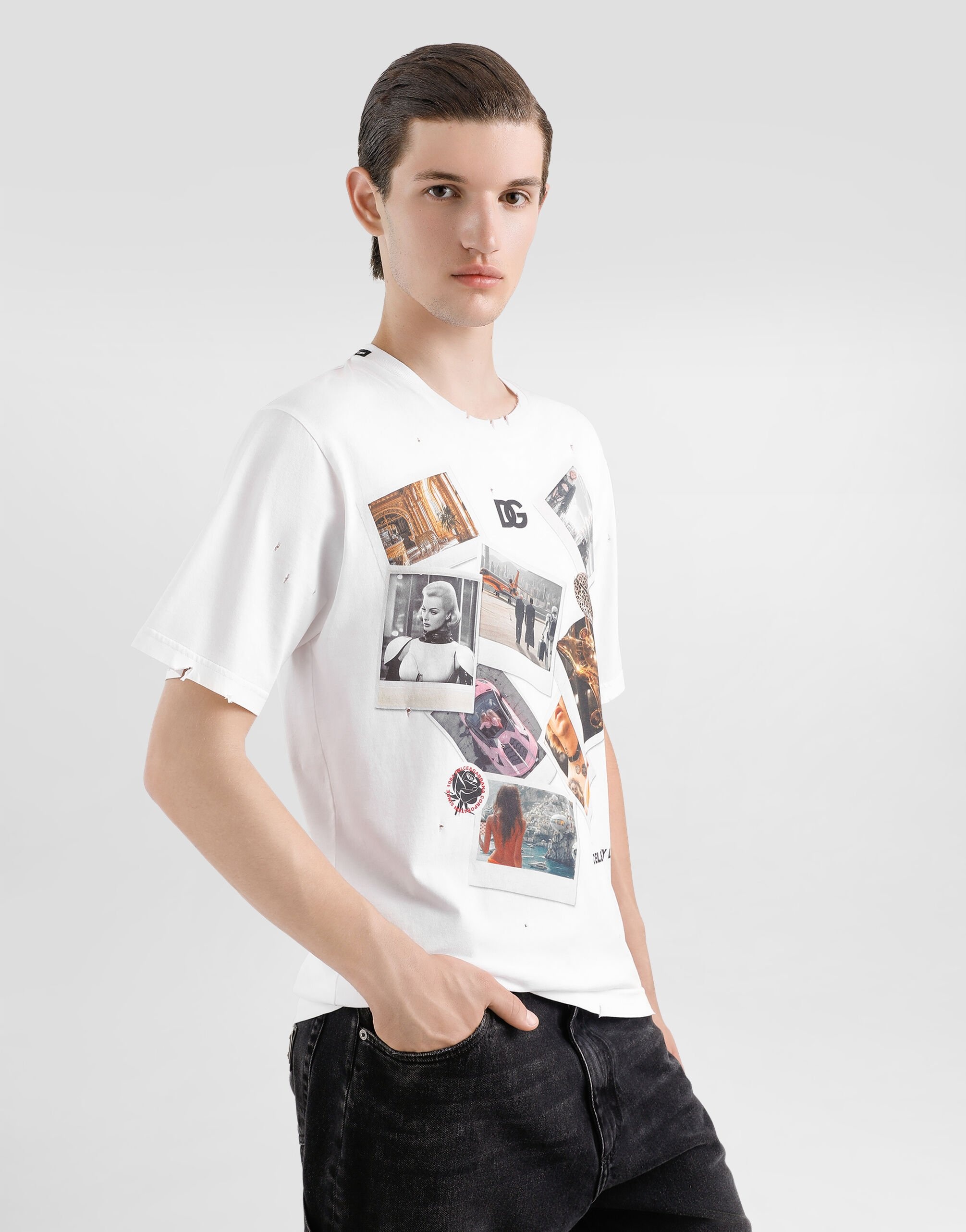 Cotton T-shirt with postcard print - 4