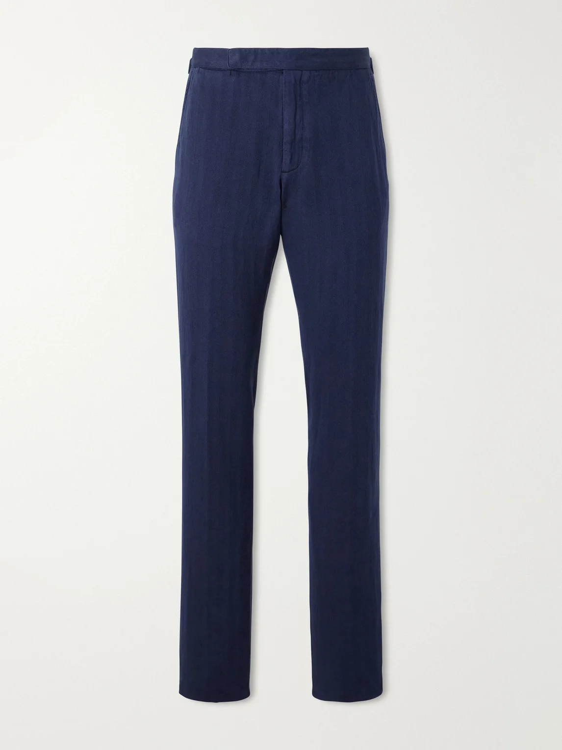 Gregory Straight-Leg Herringbone Cotton and Linen-Blend Trousers - 1
