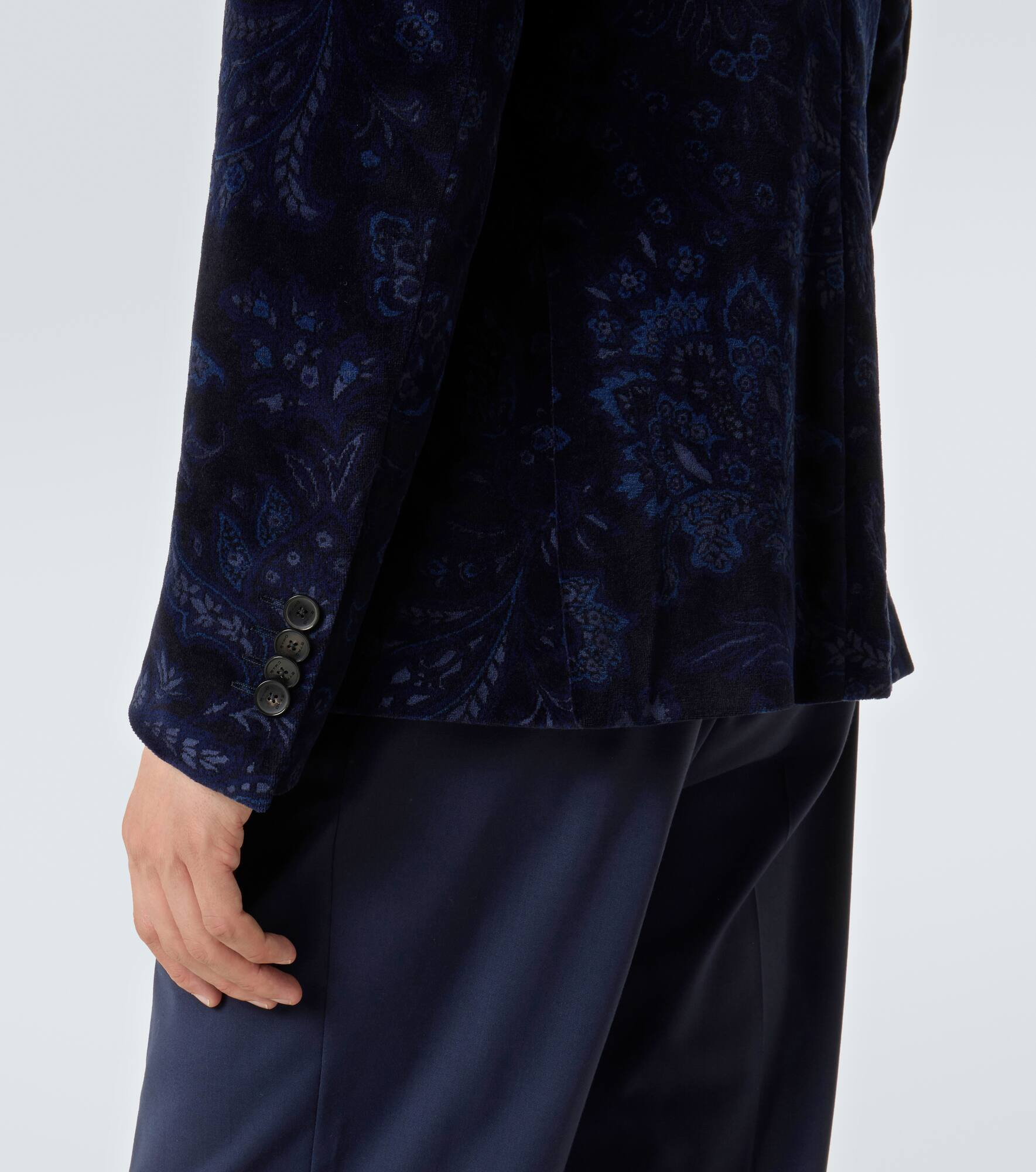 Double-breasted cotton-blend velvet blazer - 6