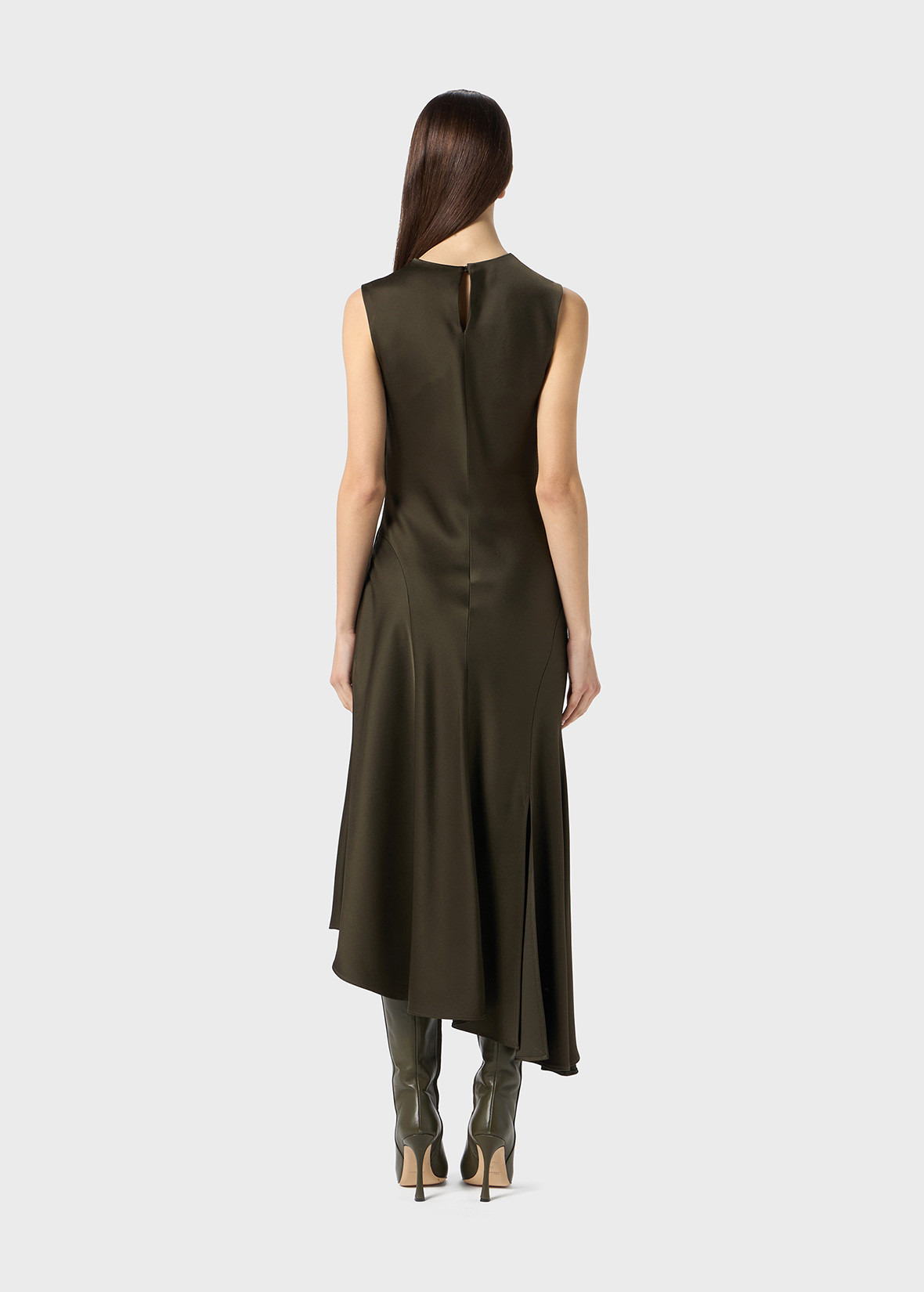 MIDI SATIN DRESS WITH SLITS - 4