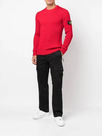 Stone Island Compass-patch ribbed-knit jumper outlook