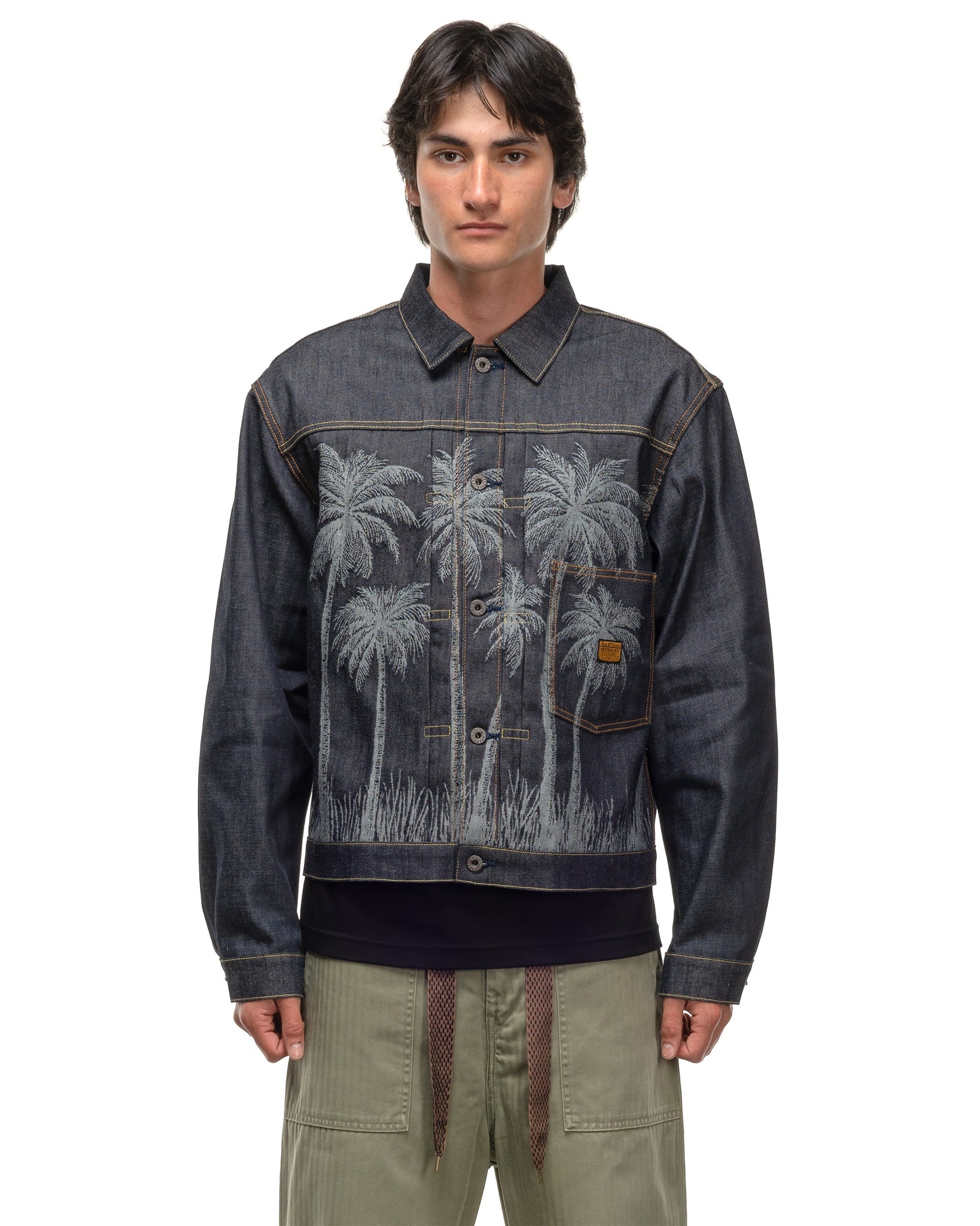 12OZ PALM TREE JACQUARD DENIM 1ST JKT INDIGO - 3