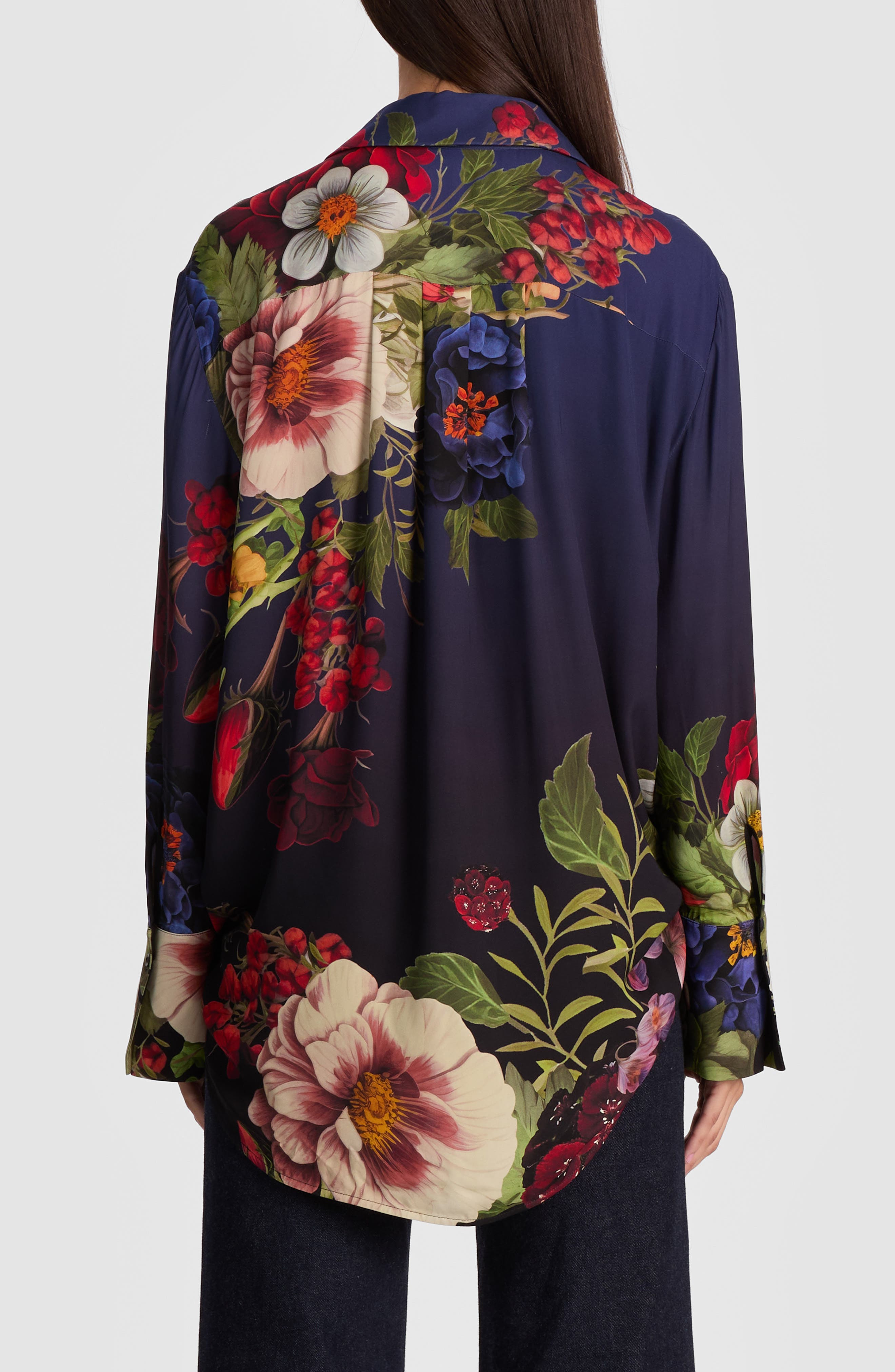 Alice + Olivia Finely Floral Long Sleeve Oversize Button-Up Shirt in Magic Garden Gradient at Nordst - 2