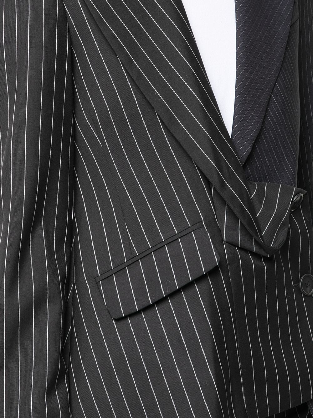 two-tone pinstripe asymmetric blazer - 5