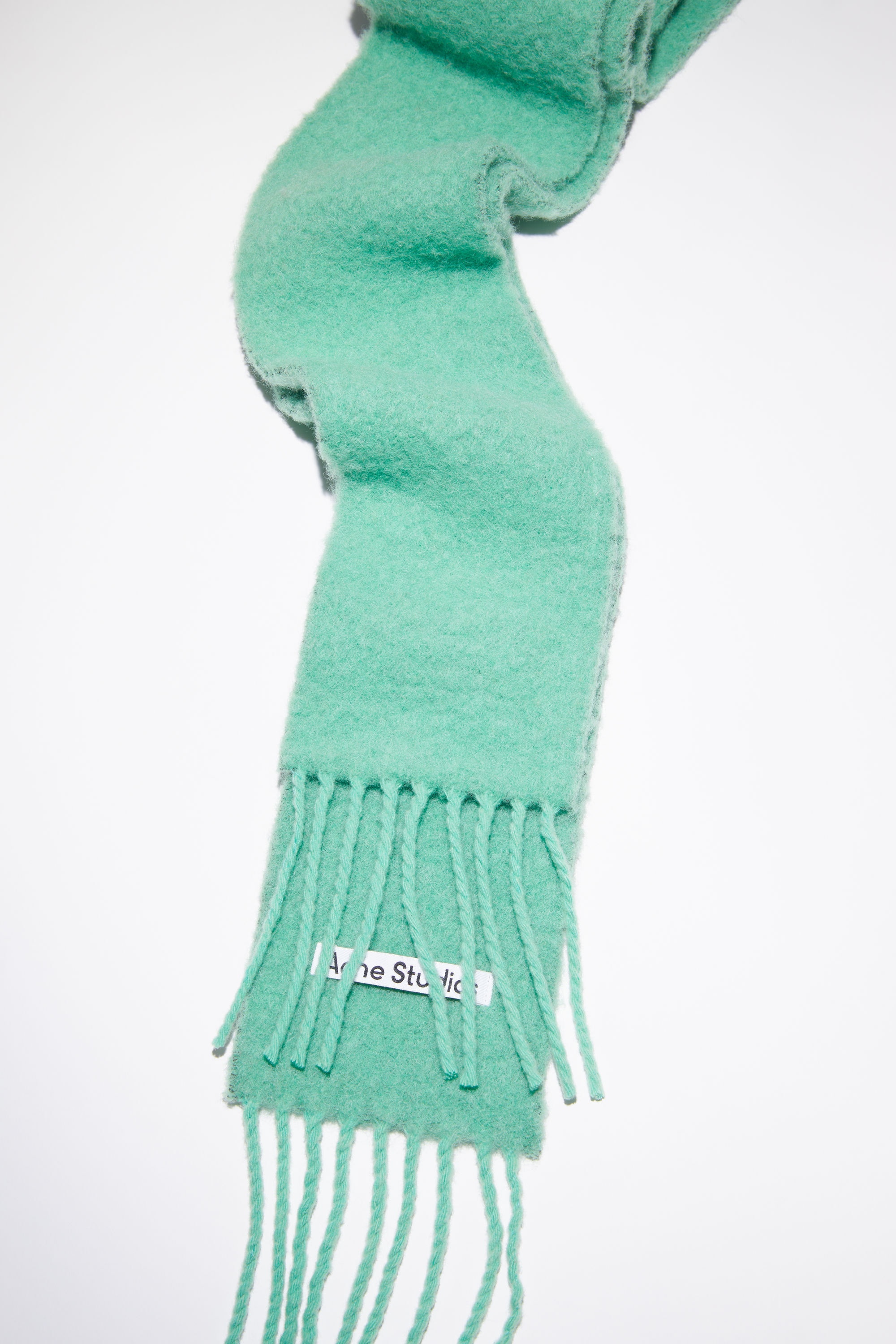 Wool-alpaca fringe scarf - Skinny - Jade green - 4